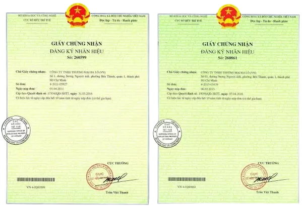 giấy chứng nhận đăng ký bảo hộ nhãn hiệu