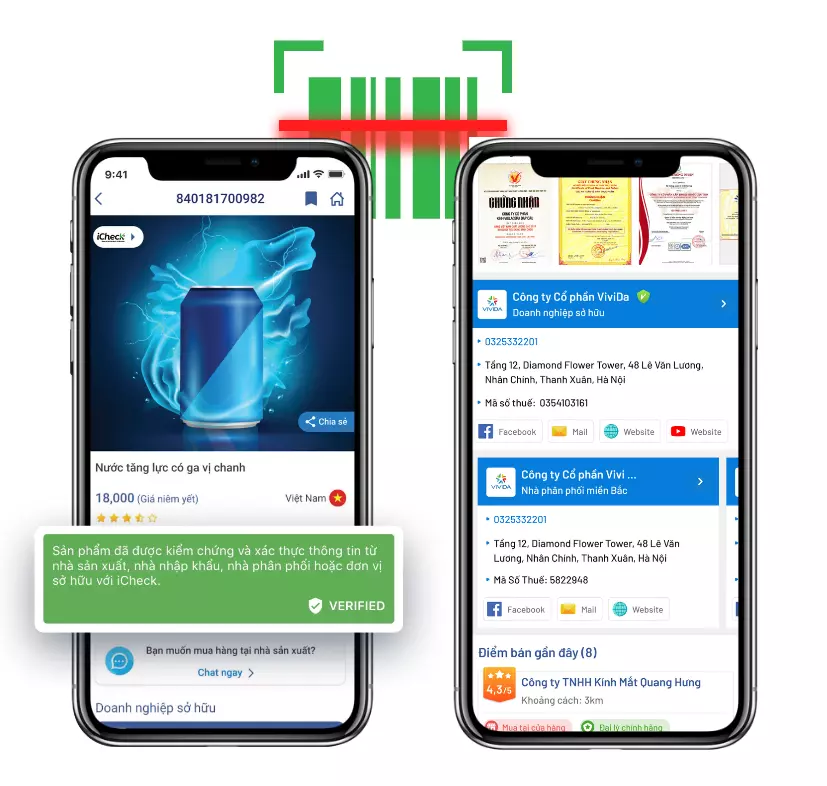 giao diện khi check mã vạch khi đăng ký icheck