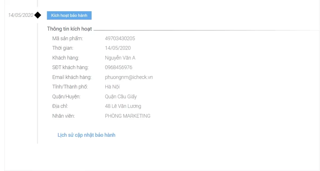 lưu trữ thông tin khách hàng với tem bảo hành điện tử qr code